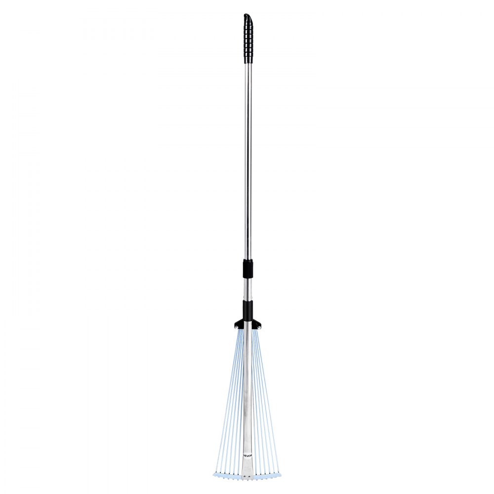 VEVOR Leaf Rake, 15 Metal Tines, Adjustable Garden Rake for Lawns with ...