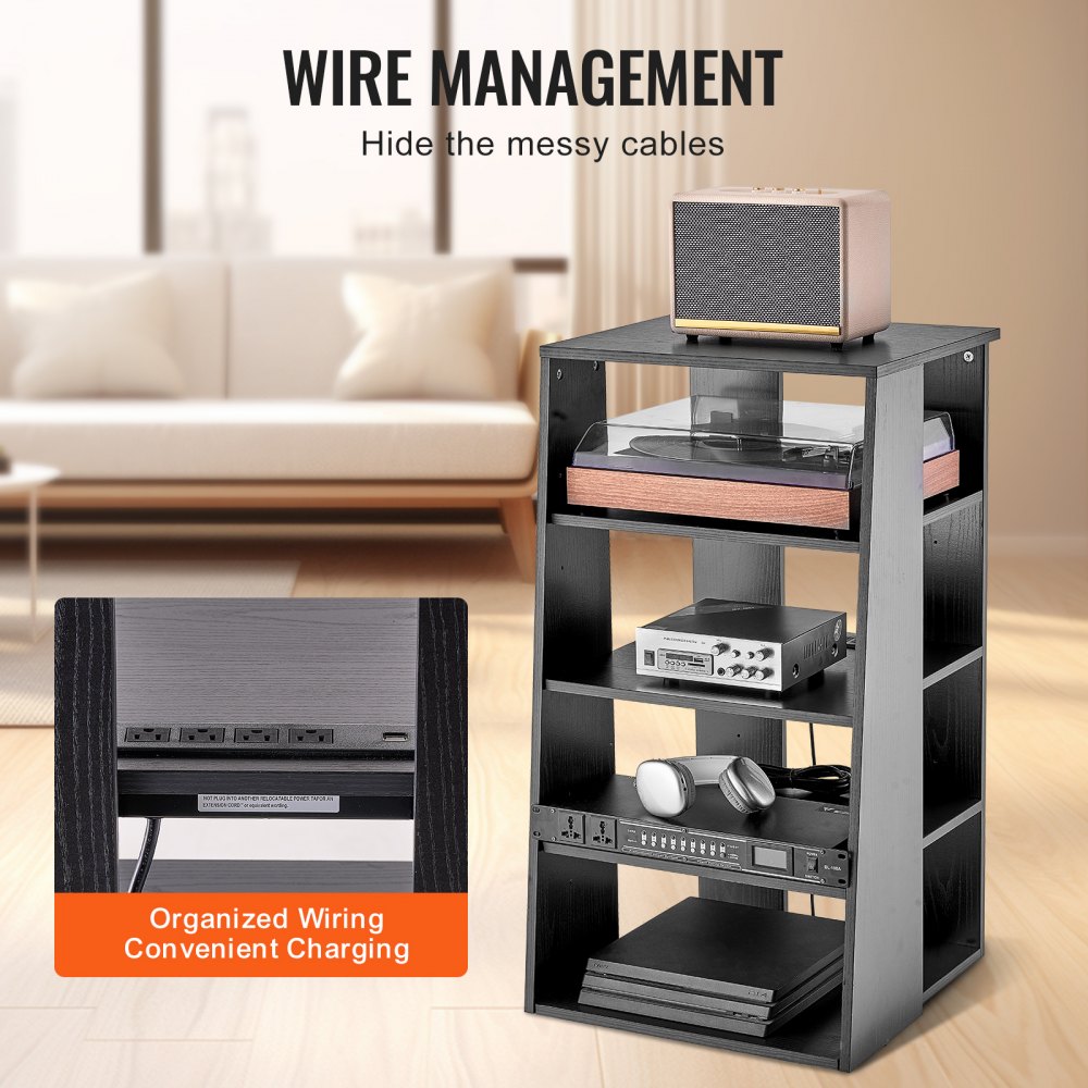 VEVOR AV Component Media Stand – 5-Tier, 110 lbs.Capacity
