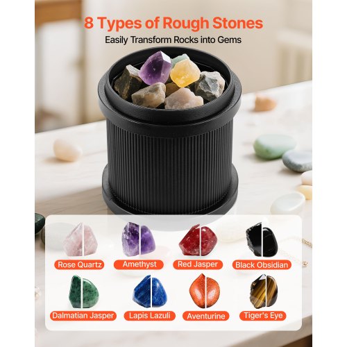 VEVOR Rock Tumbler Kit, Rock Polishing Kit, 4 Speed Settings 9-Day
