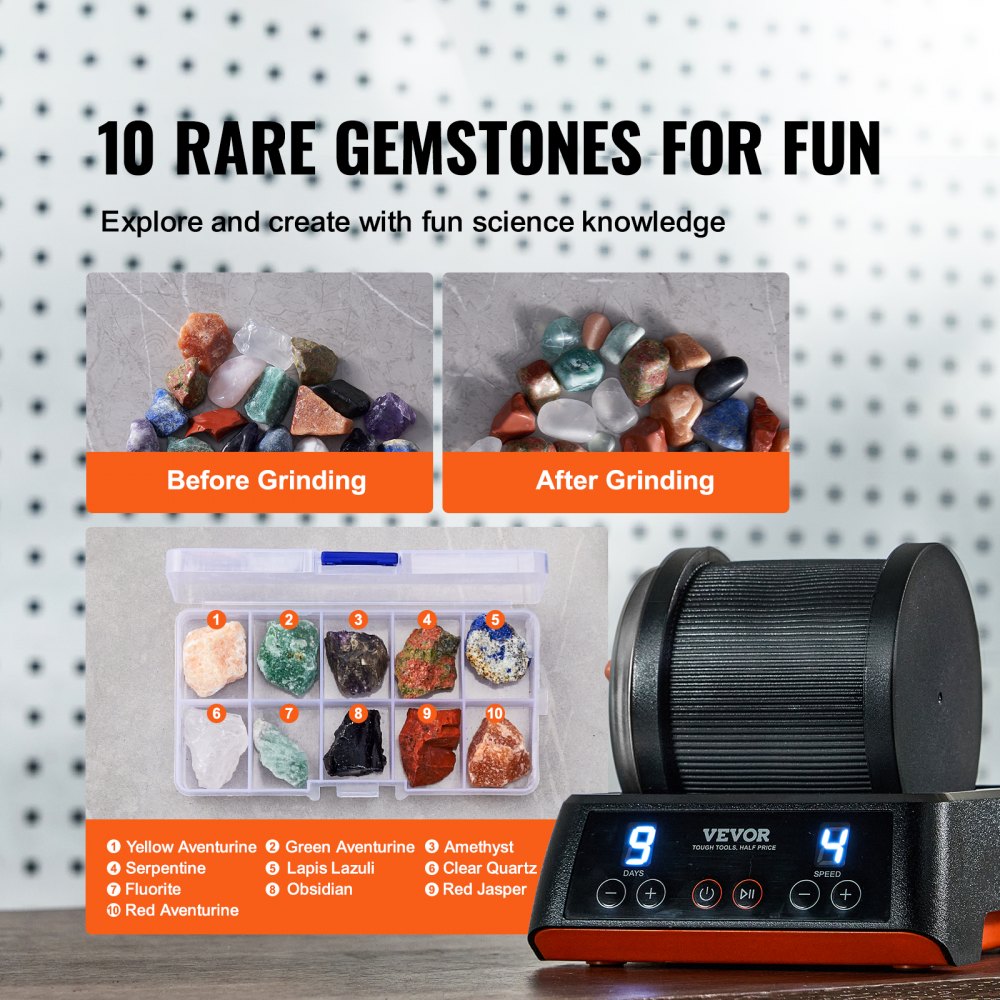 VEVOR VEVOR Rock Tumbler Kit, Beltless Pro Stone Tumbler for Kids, 1lb