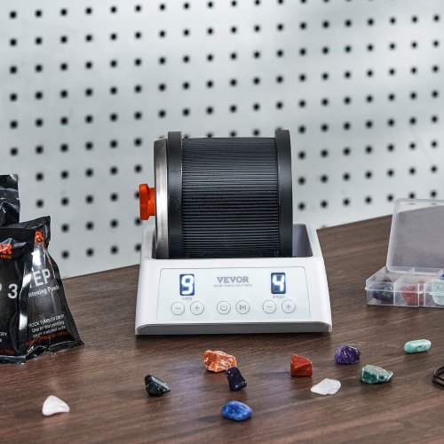 VEVOR Direct Drive Rock Tumbler Kit, 4Speed/9Day Timer, Professional Rock Polisher with Rough