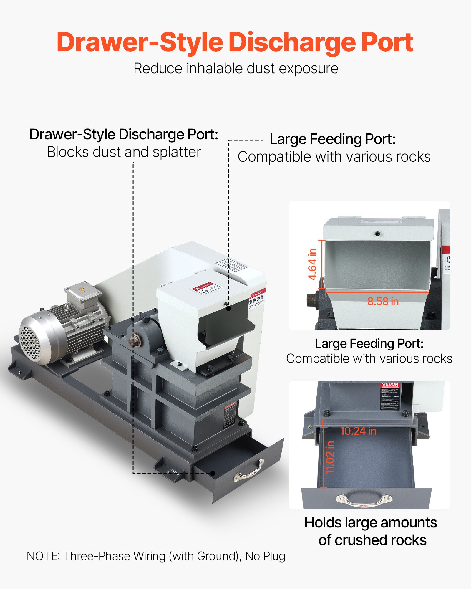 VEVOR Jaw Crusher Machine, 2.2KW High Power Rock Stone Crush Machine, 6 ...