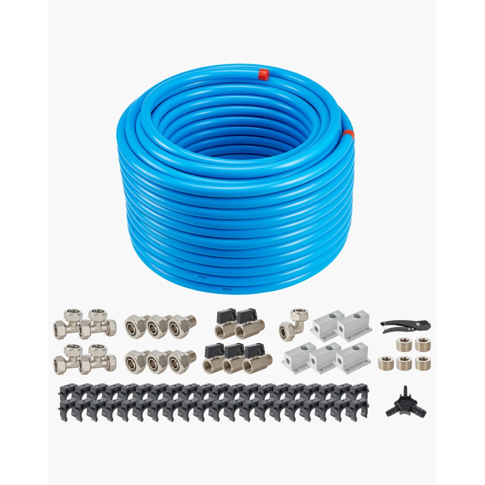 Compressor Control Line Kit VEVOR Air Compressor Line Kit 3/4'' x 200FT HDPE-Aluminum Air Piping ...
