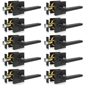 Privacy Door Handle 10 PCS Matte Black Square Door Lever Interior ...