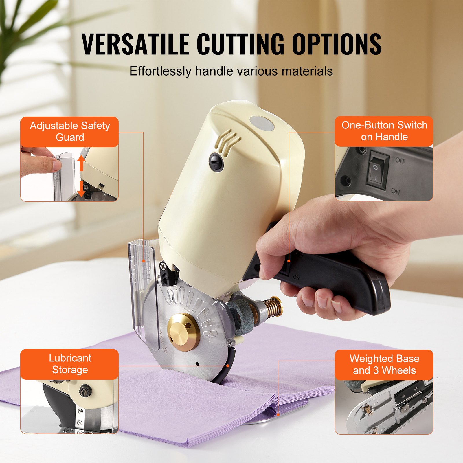 Pvc Fabric Cutter VEVOR Fabric Cutter, 250W Electric Rotary Fabric Cutting Machine, 1.1 ...
