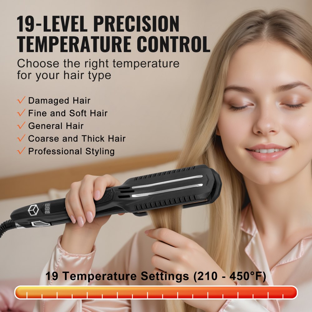 VEVOR Hair Straightener, 1.5inch Titanium Flat Iron, Dual Infrared