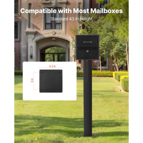 VEVOR Mailbox Post, 43 x 4 x 4 Inches, Steel In-Ground Mounting Mail ...