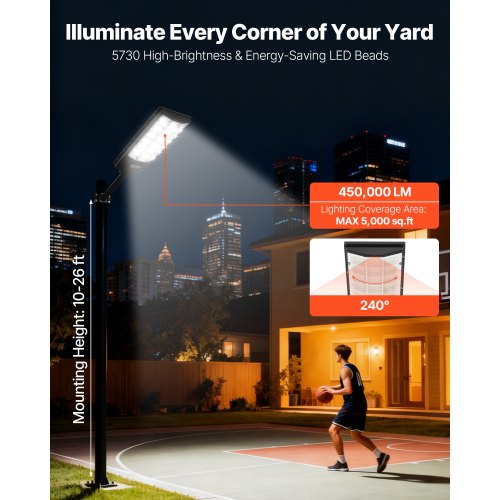VEVOR 8000W Solar Street Lights Outdoor, 450000LM, Commercial