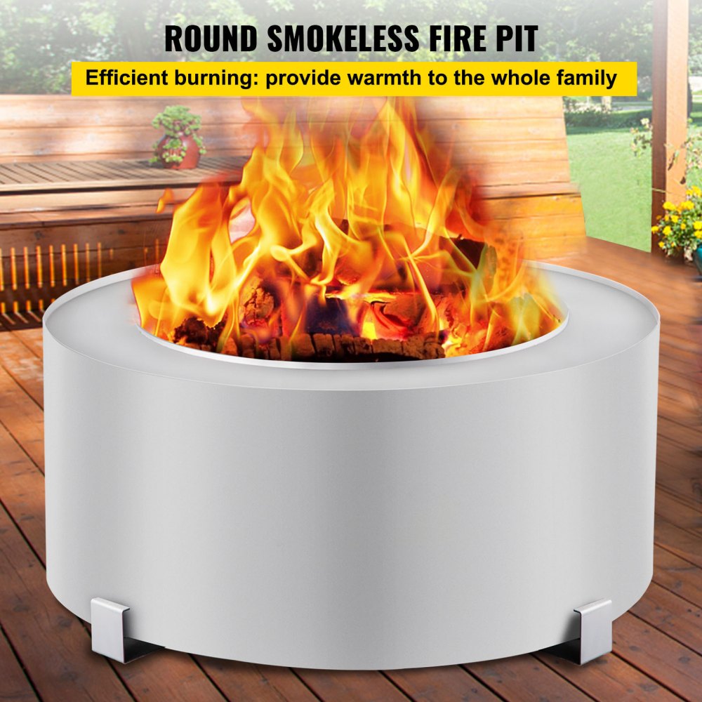 VEVOR Smokeless Fire Pit, Stainless Steel Stove Bonfire, Large