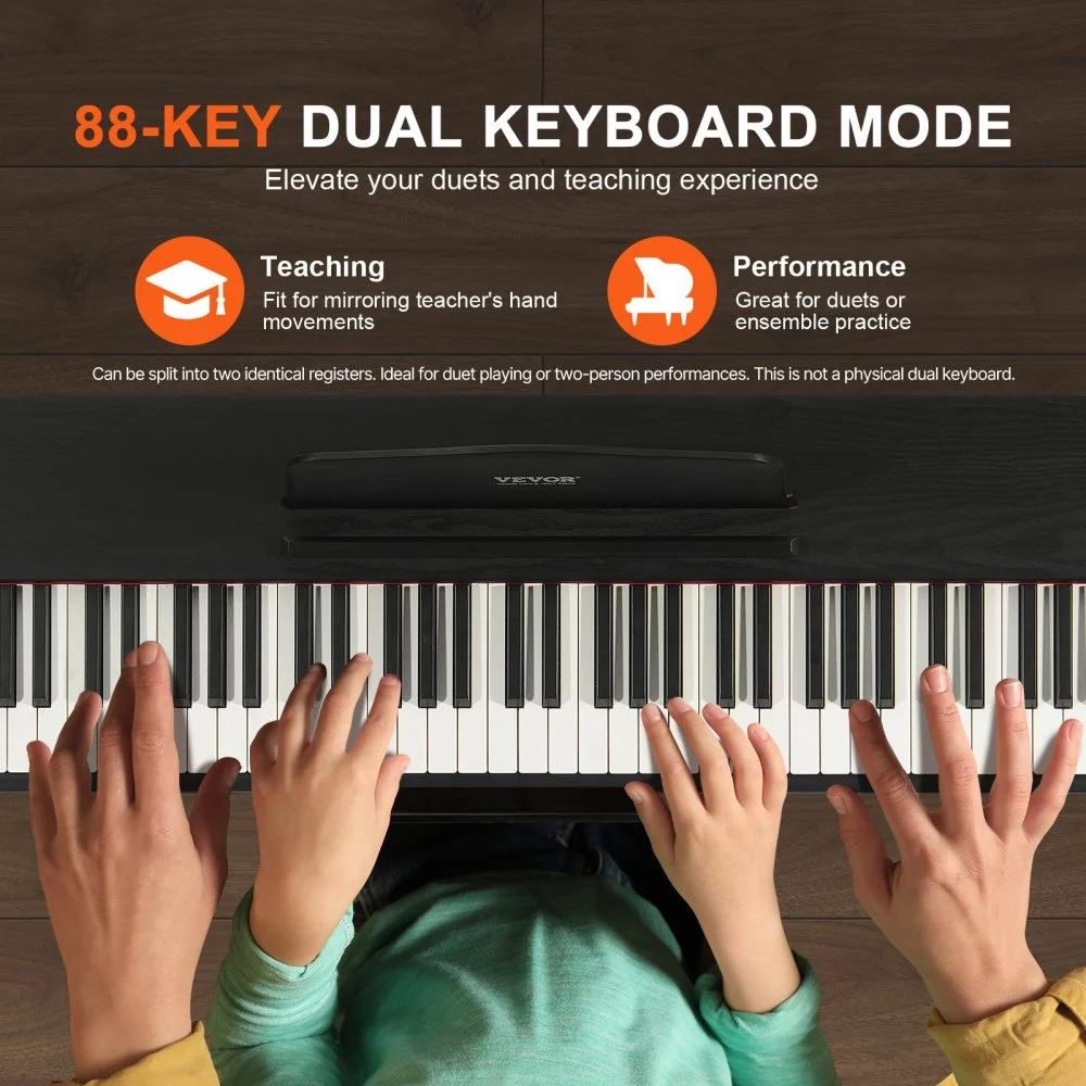 VEVOR Weighted Digital Piano, 88 Key Fully Weighted Keys, Dual Keyboard ...