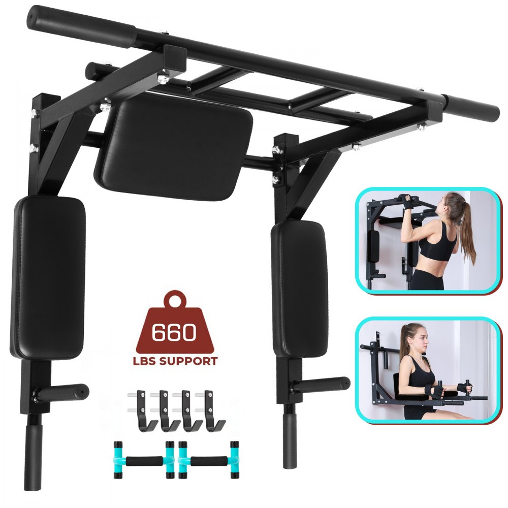 VEVOR Pull Up Bar Wall Mounted Dip Station Power Tower Home Gym Fitness