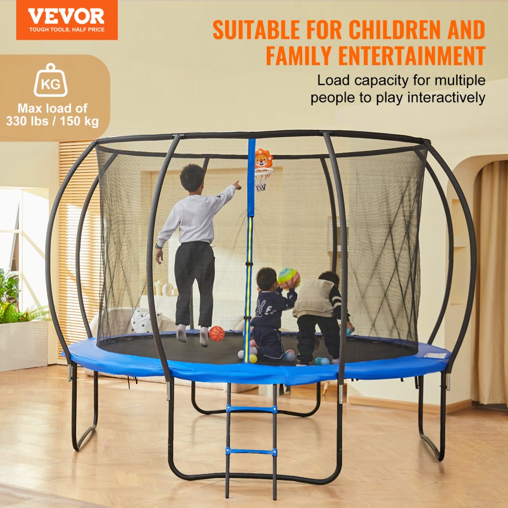 10ft trampoline with 2024 enclosure and ladder