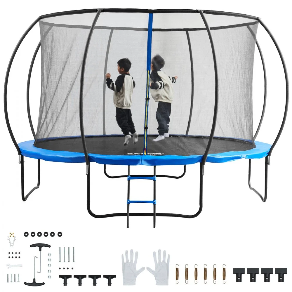 JUMPZYLLA Trampoline Outdoor 10FT with Enclosure and Ladder, ASTM Approved Recreational Trampoline for Kids and Adults, Anti-Rust Coated Frame, Blue JUMPZYLLA Trampoline Outdoor 10FT with Enclosure and Ladder, ASTM Approved Recreational Trampoline for Kids and Adults, Anti-Rust Coated Frame, Blue
