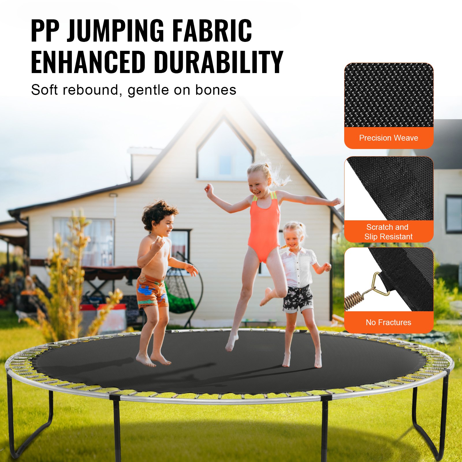 VEVOR 14 ft Trampoline Mat – 14ft, 96 V-rings, 7" Springs