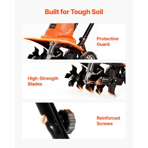 VEVOR Corded Electric Tiller, 18 Inch Tilling Width Garden