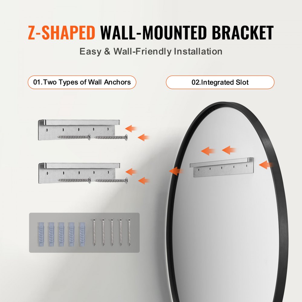 VEVOR Wall Mounted Makeup Mirror, 0.15