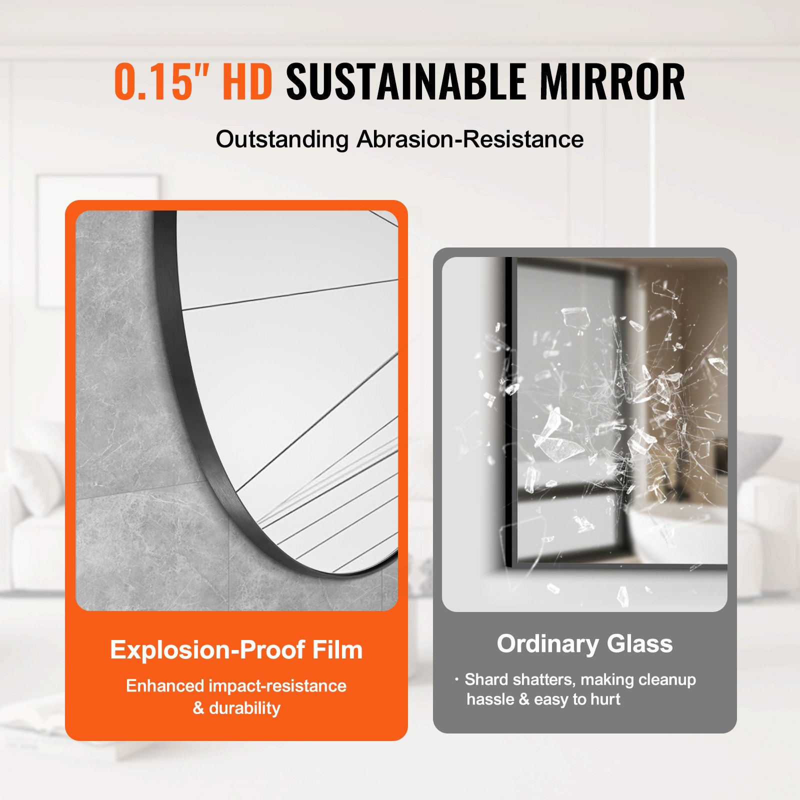 VEVOR Wall Mounted Makeup Mirror, 0.15