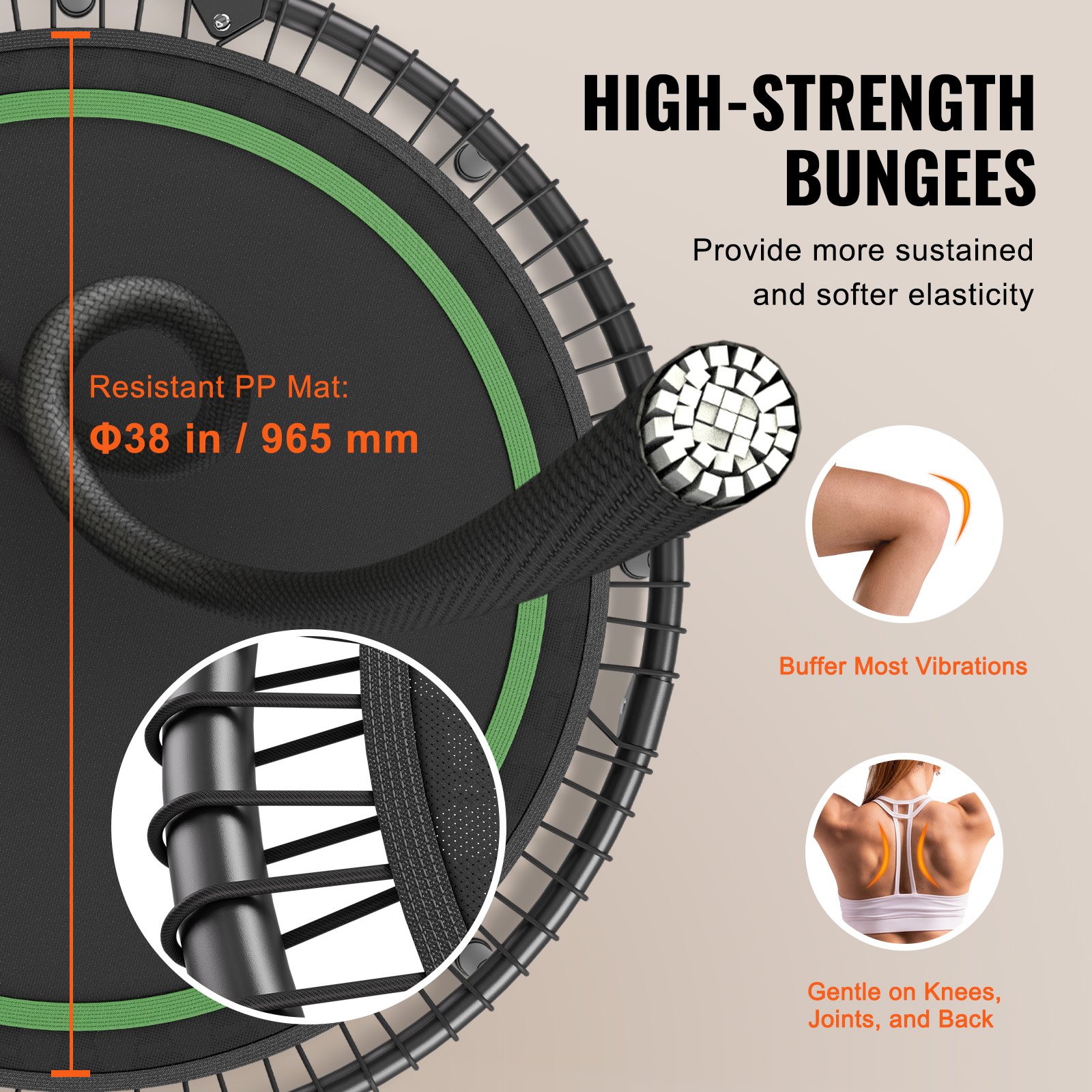 Opvouwbare Mini Fitness Trampoline Trainingsrebounder Voor Volwassenen Met Handvat P 010985836122