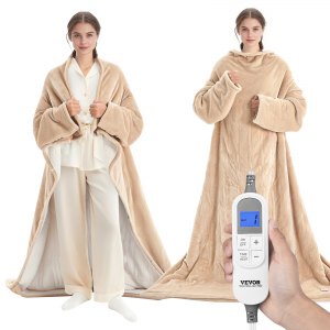 VEVOR Wearable Electric Heated Throw Blanket with Foot Pocket & Sleeves ...