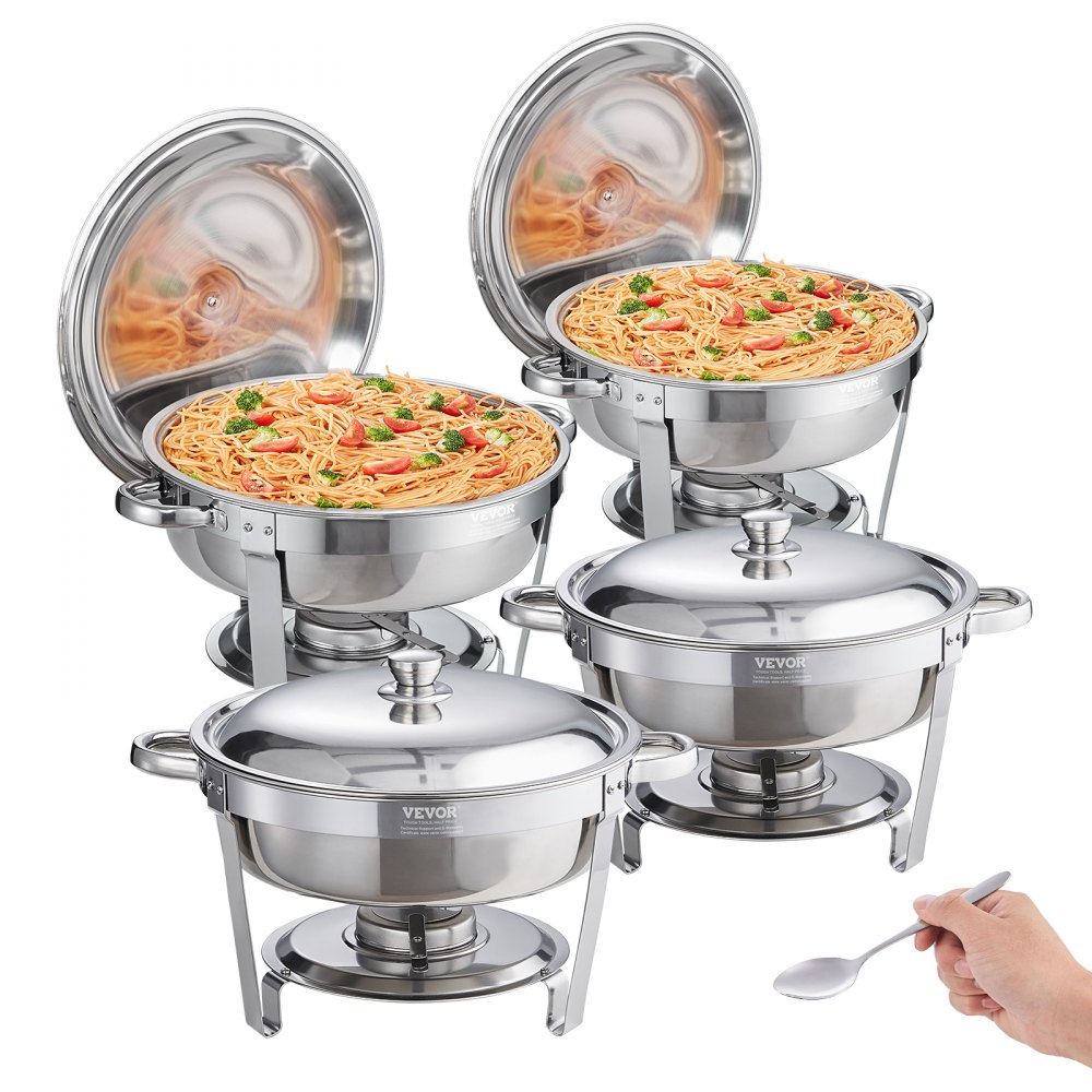 VEVOR VEVOR Chafing Dish Buffet Set, 5.38L 4 Pack, Stainless Steel ...