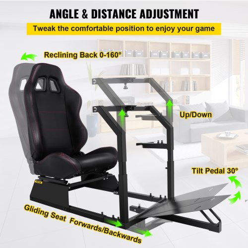 Vevor Racing VEVOR Racing Simulator Cockpit Gaming Chair W/ Steering Wheel Stand For ...
