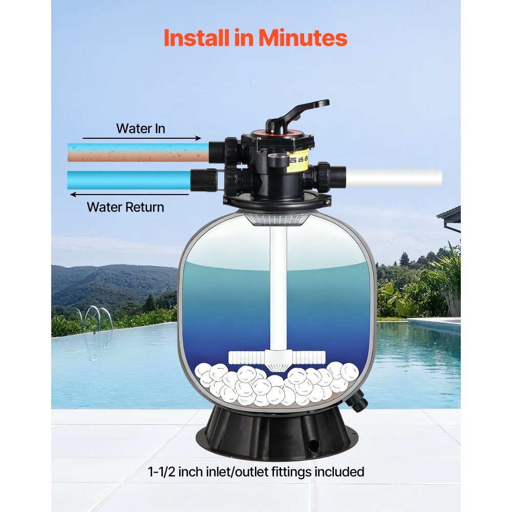 VEVOR Sand Filter, 508 mm, 189.3 LPM Above Inground Swimming Pool Sand ...
