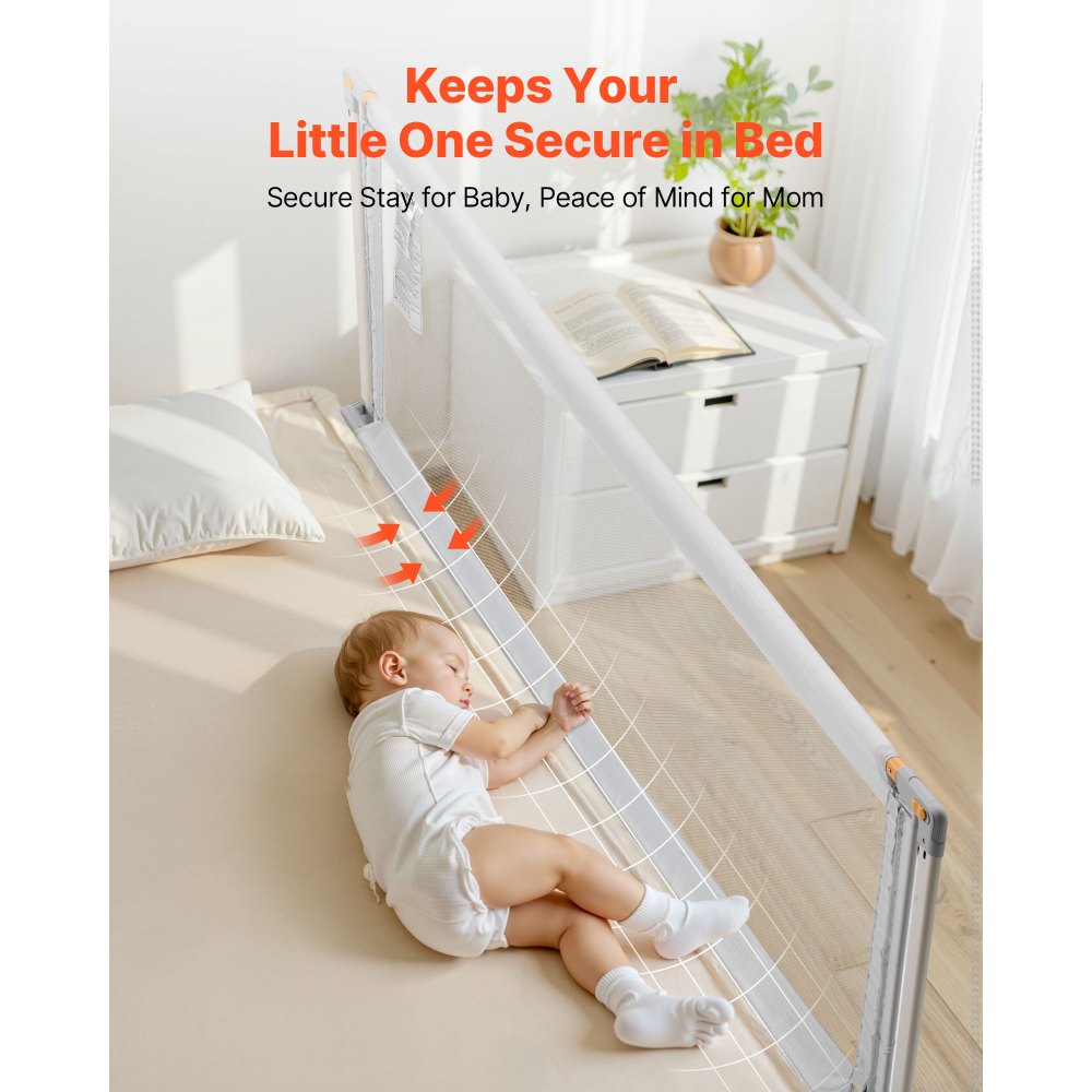 Crib Railing VEVOR Mesh Railing for Bed – 24.41 in Guard, 78.74 in. Side