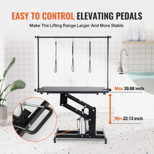 VEVOR 109cm Hydraulic Pet Grooming Table, Heavy Duty Dog Grooming Arm ... - Anti-Fatigue Dog Grooming Stools With Adjustable Height
