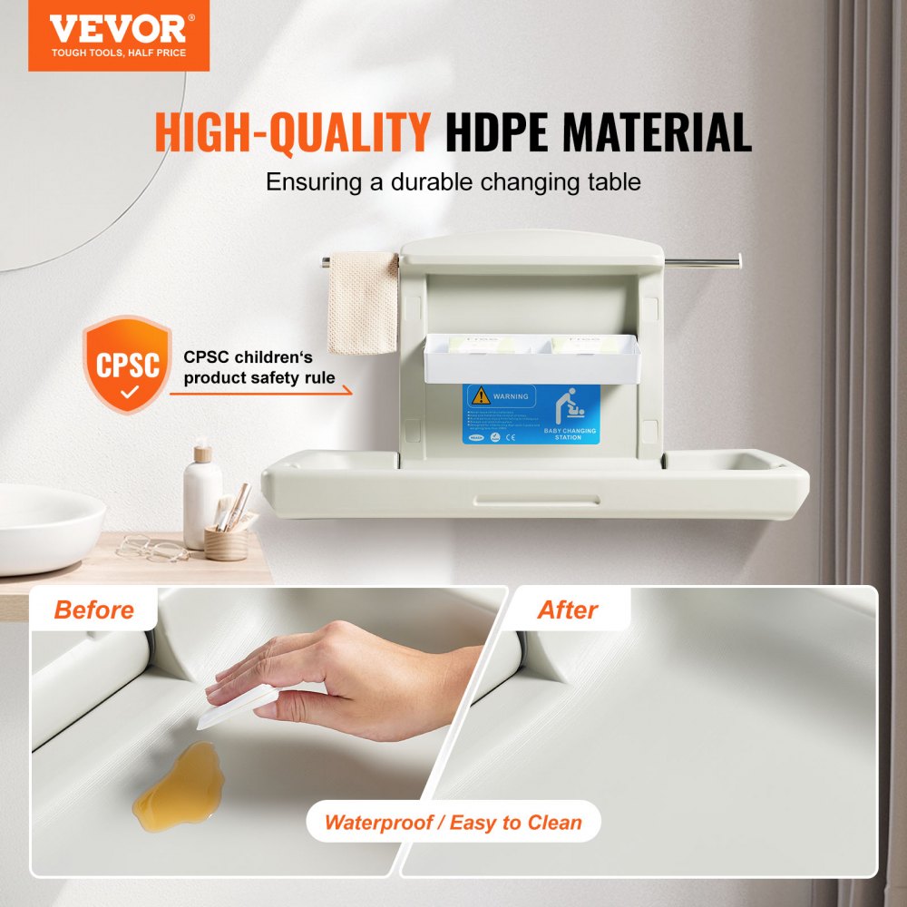 Vevor wall mounted baby changing station horizontal foldable diaper
