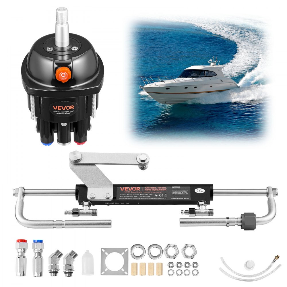 hidraulikus kormánykészlet, 70kW (90 LE), hidraulikus kormányszivattyú és henger, 6,9 MPa/1000 psi maximális üzemi nyomással, alumíniumötvözet ház, visszacsapó szelep, külmotorokhoz, horgászhajókhoz, vitorláshajókhoz