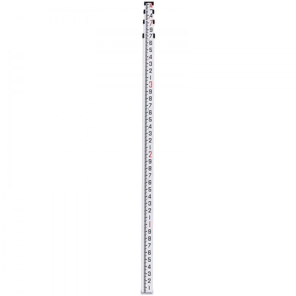 Aluminuum Rod Ruler VEVOR Aluminum Grade Rod, 14-Feet/10ths 6 Sections Telescopic Measuring ...