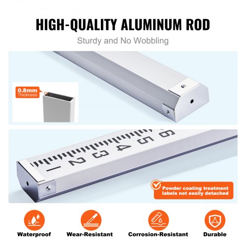 VEVOR Measuring Rod 18-Feet/10ths 6 Sections Telescopic Grade Rod 1 ...
