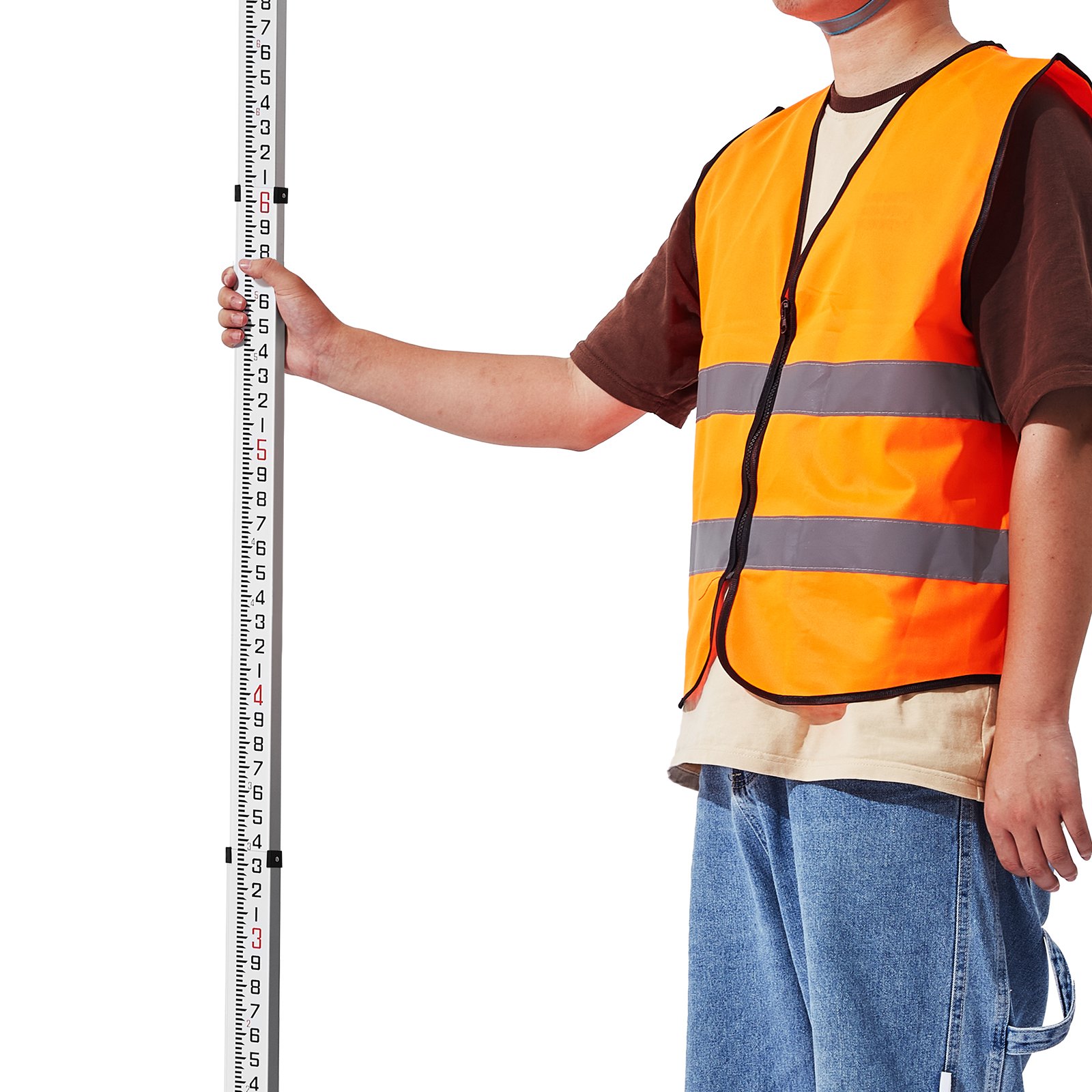 VEVOR Aluminum Grade Rod, 18-Feet/10ths 6 Sections Telescopic Measuring ...