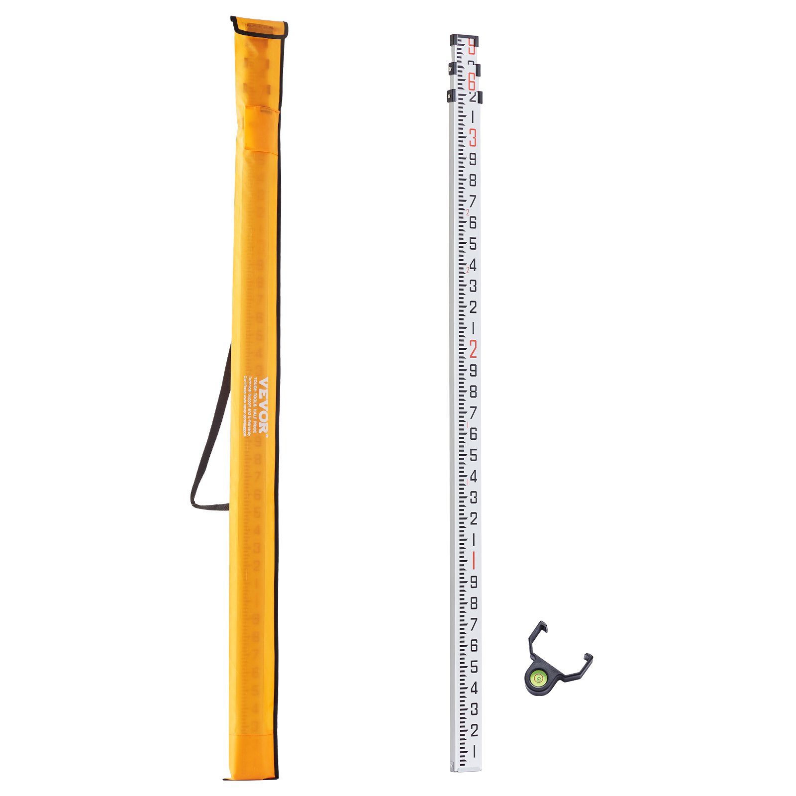 VEVOR Measuring Rod 9-Feet/10ths 3 Sections Telescopic Grade Rod 1/10ft ...