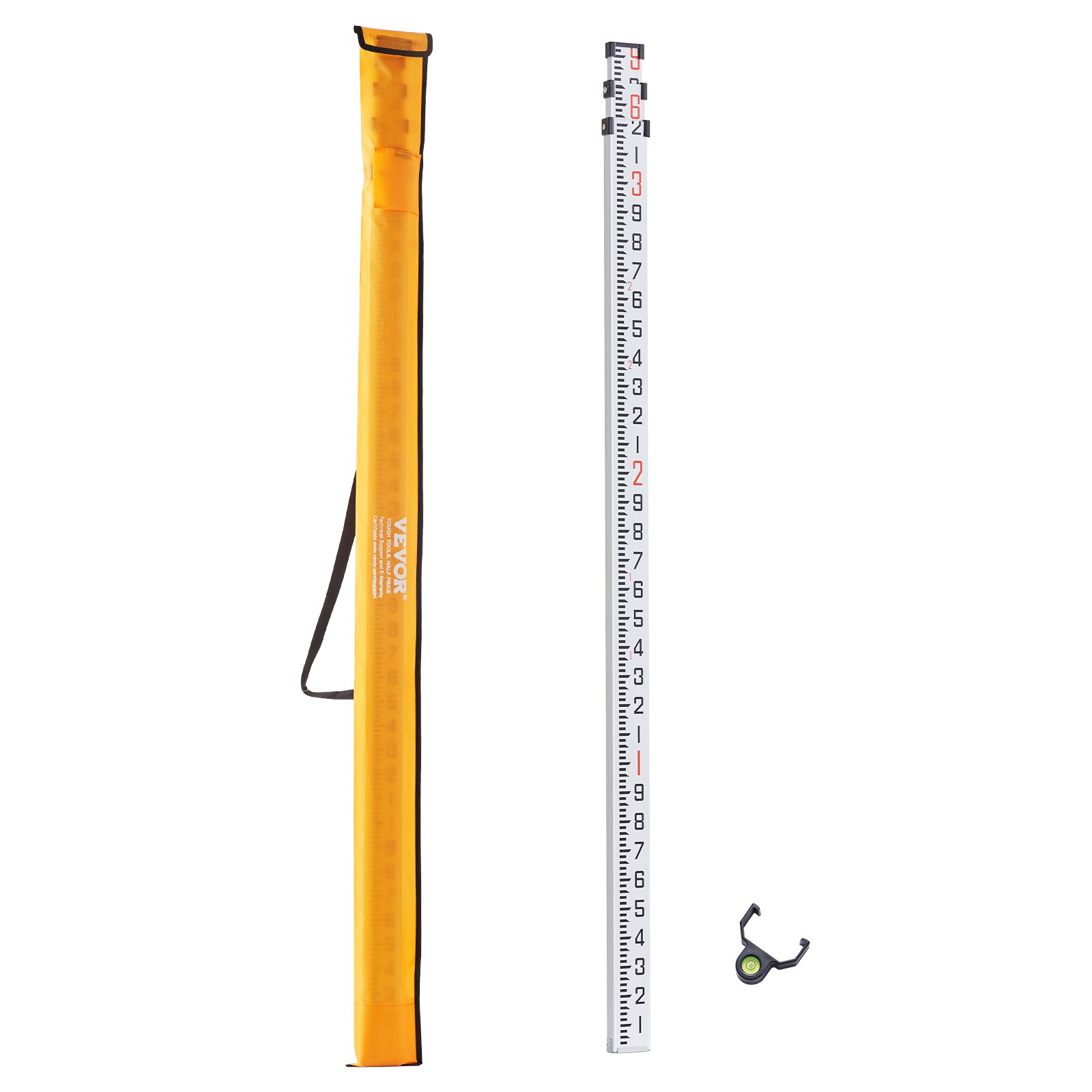 VEVOR Aluminum Grade Rod, 9-Feet/10ths 3 Sections Telescopic Measuring ...