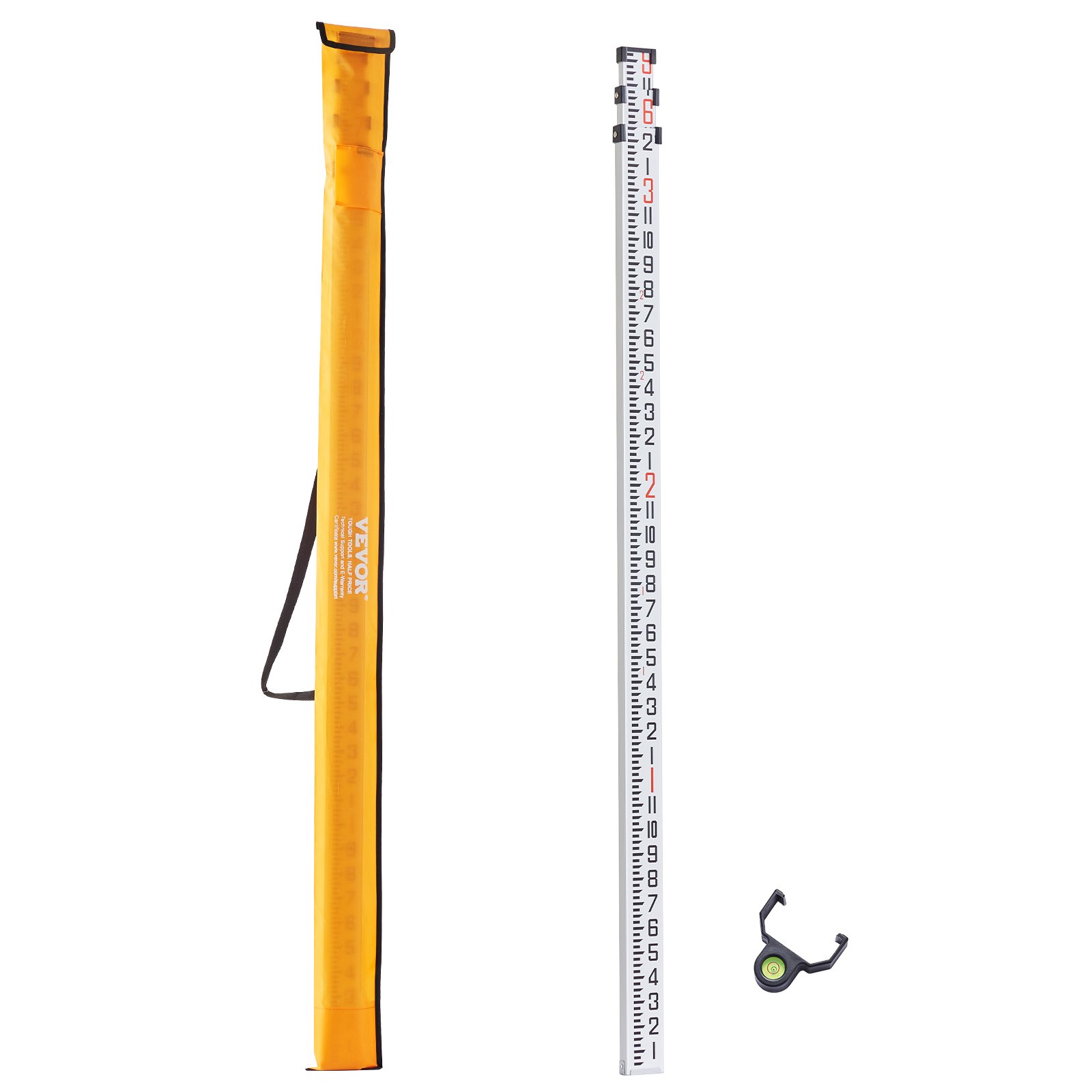 Survey Mini Rods VEVOR Aluminum Grade Rod, 9-Feet/8ths 3 Sections Telescopic Measuring ...