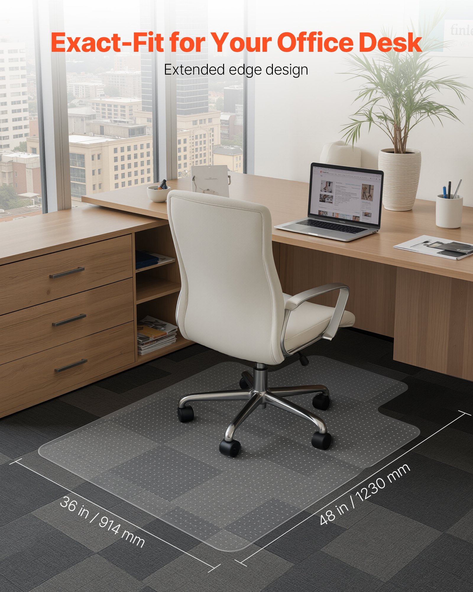 VEVOR Chair Mat with Lip, 915 x 1225 mm Office Chair Mat for Low Pile ...