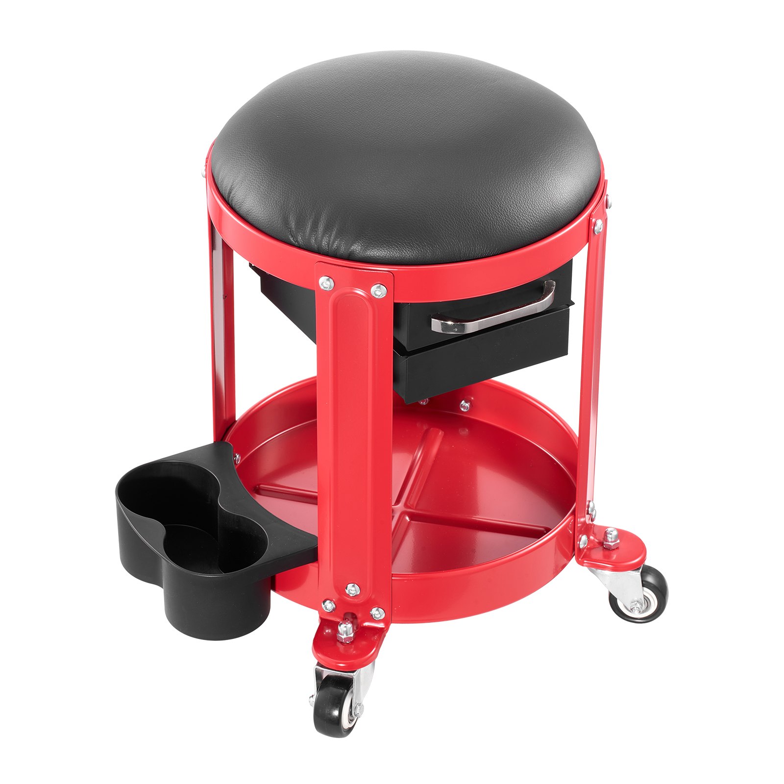 VEVOR Rolling Mechanic Stool – 300 lbs, 2 Drawers, PU Seat