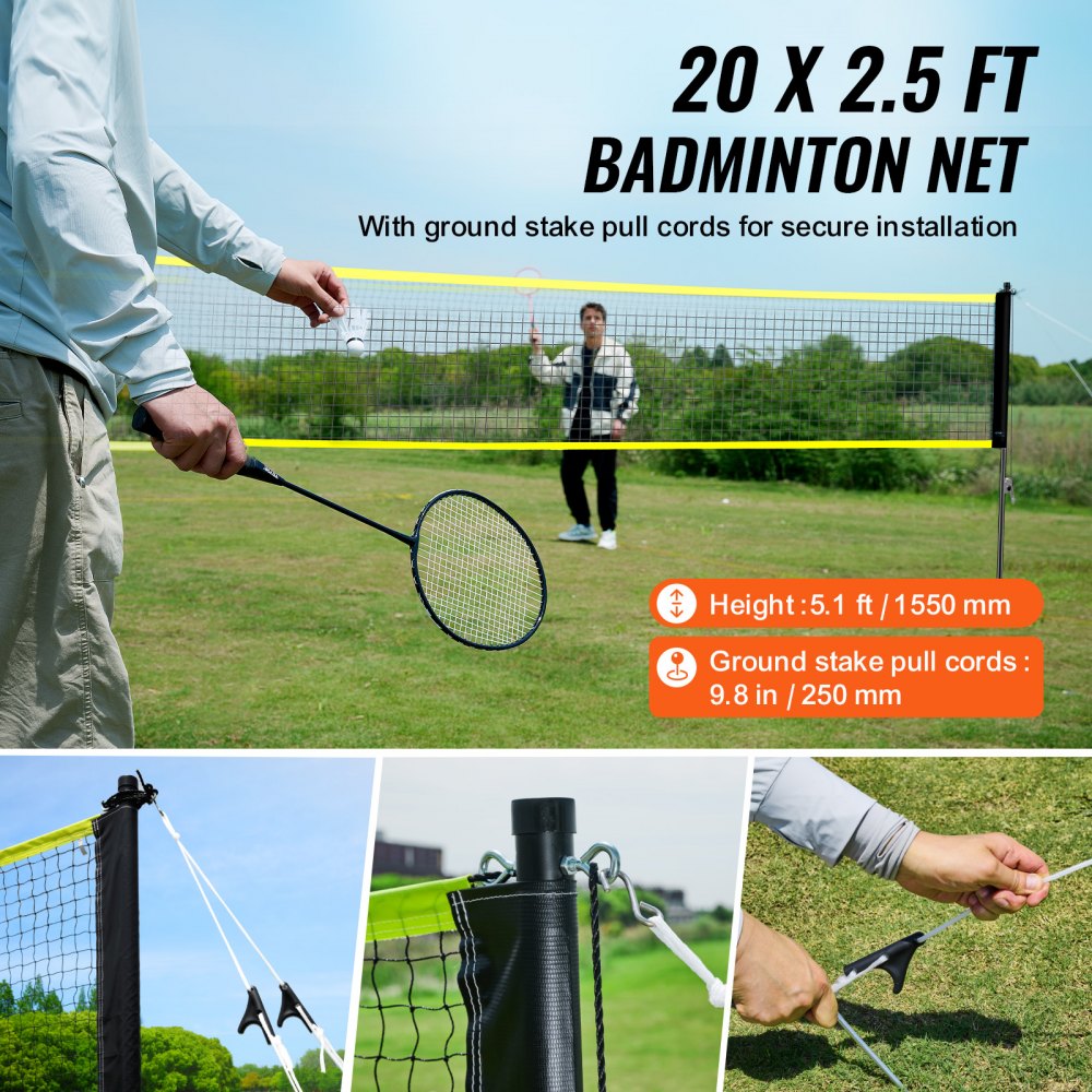 VEVOR Badminton Net Set, Outdoor Backyard Beach Park Badminton Net ...