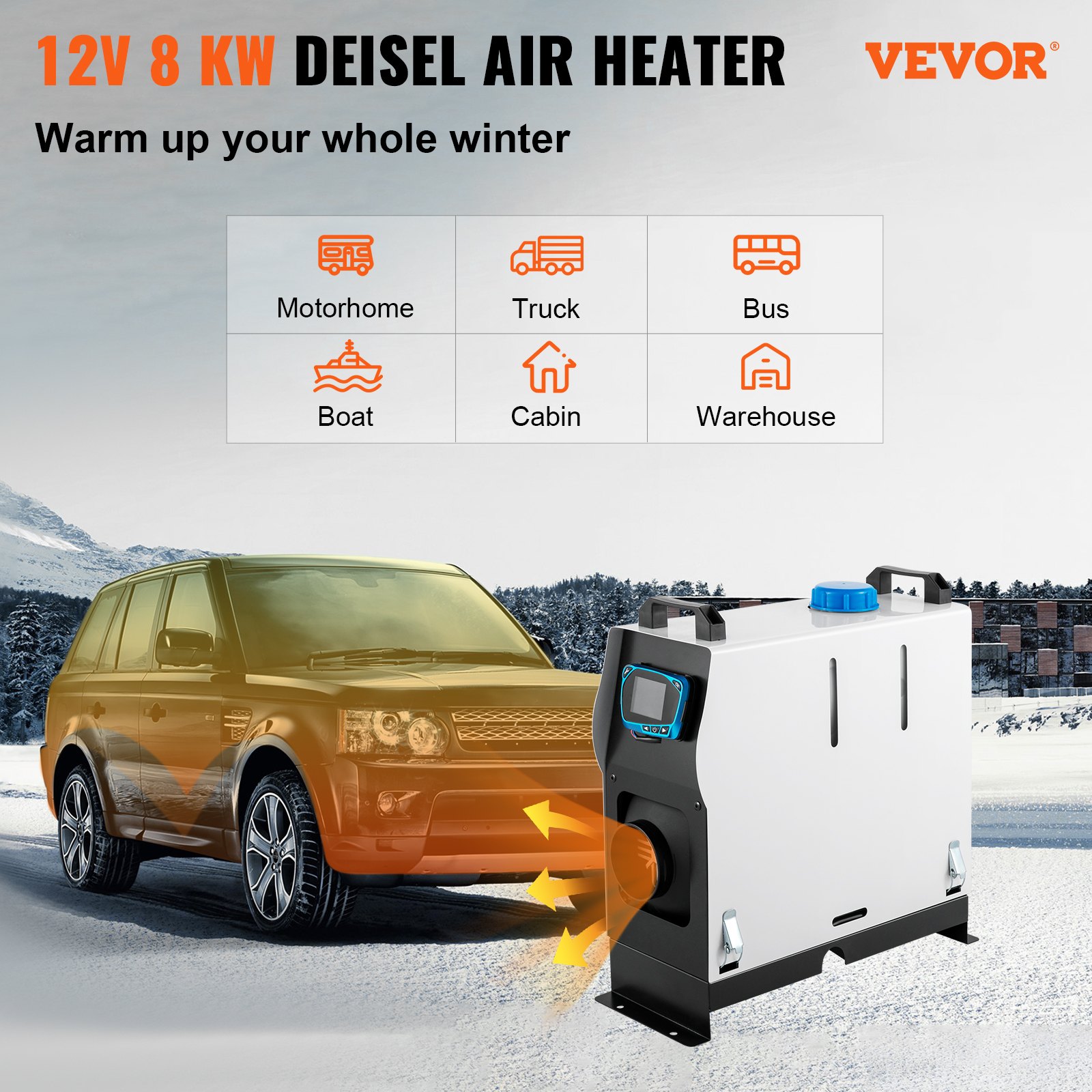 VEVOR Diesel Air Heater All In one, One Air Outlet, 8KW Diesel Heater