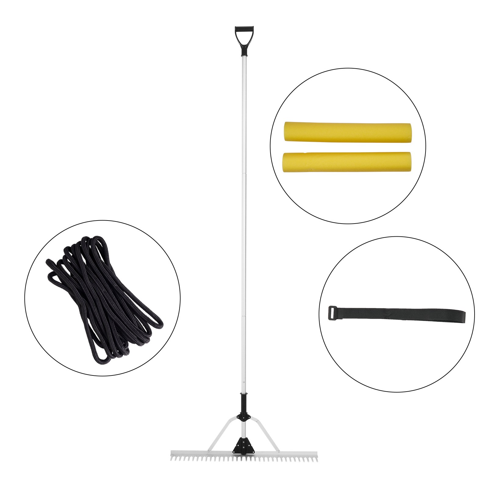 VEVOR Landscape Rake, 36" Head Aluminum Landscape Rake, Lake Weed Rake ...