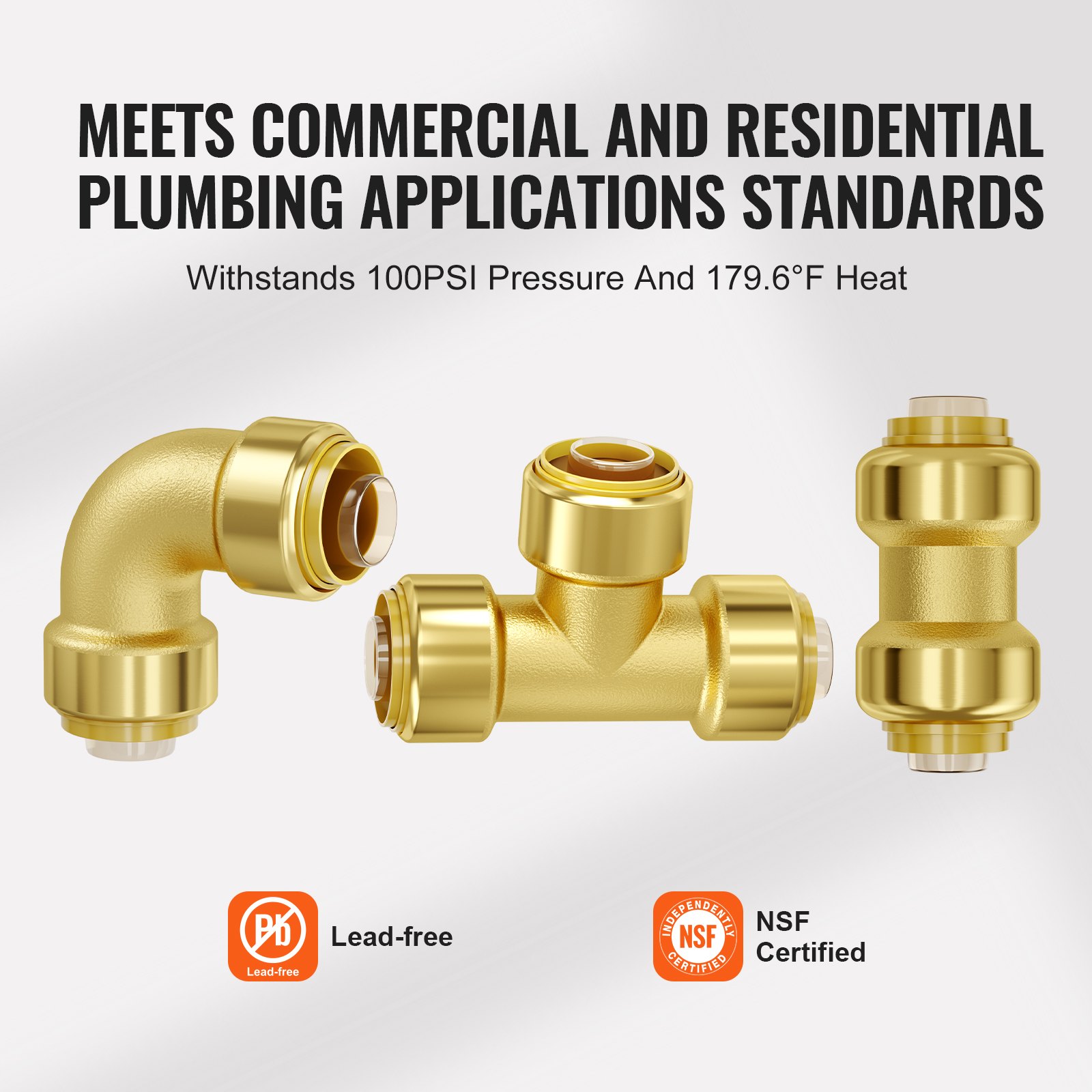 VEVOR Brass Pipe Fittings – 1/2 Inch, 25PCS, Resists 100PSI