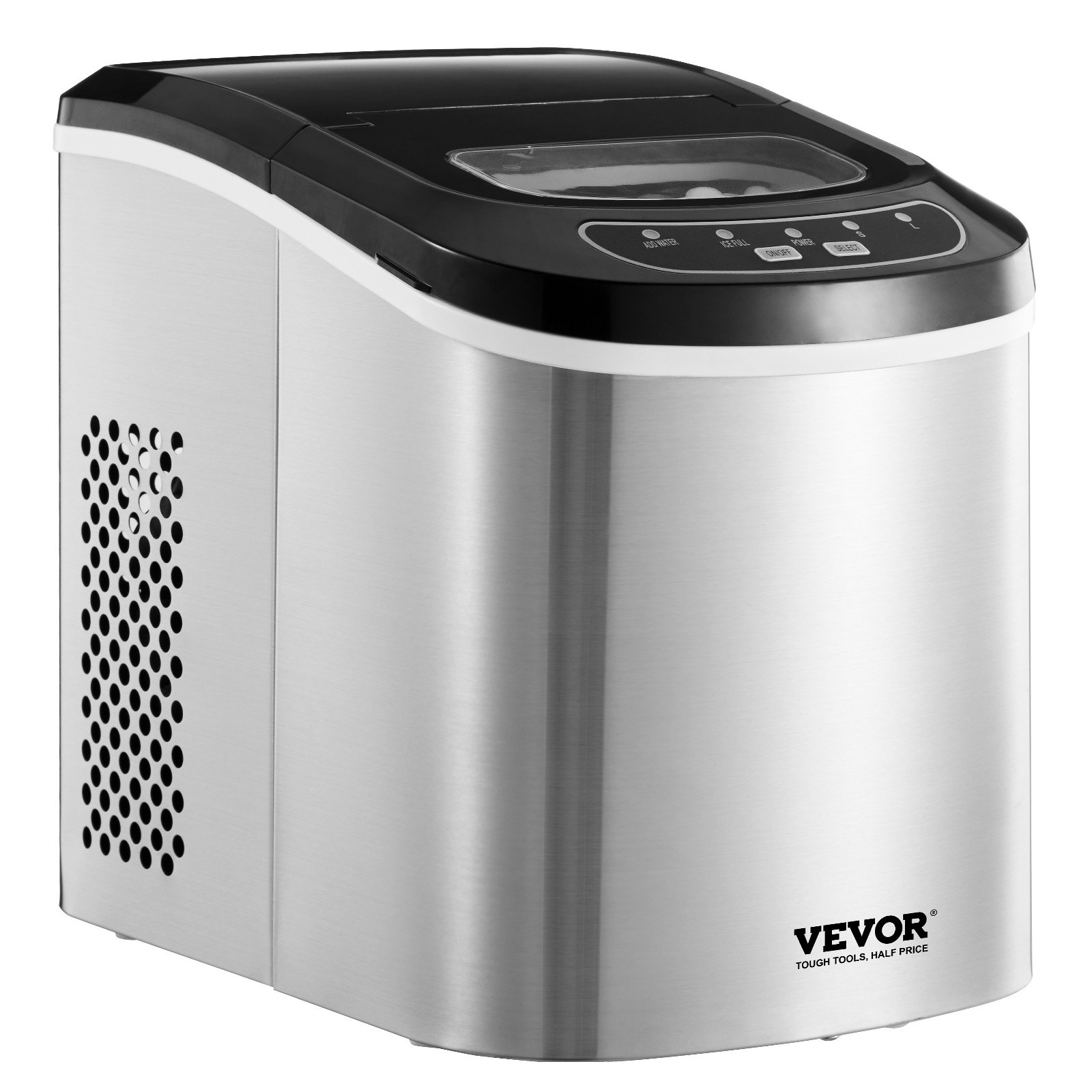 VEVOR Countertop Ice Maker, 9 Cubes Ready in 6 Mins, 33lbs in 24Hrs ...