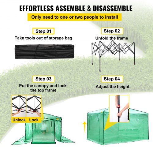 VEVOR 12'x 8'x 8' Pop-Up Greenhouse, Set Up in Minutes