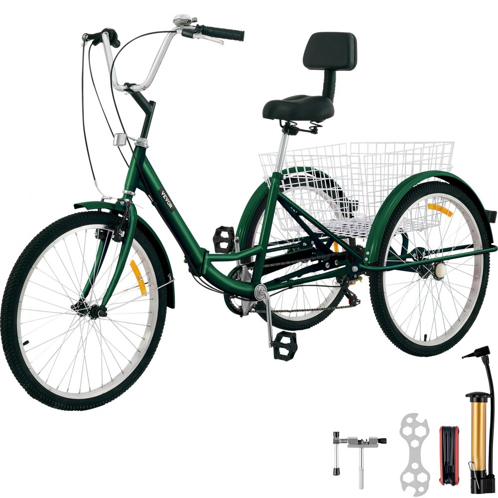 VEVOR Tricycle Adult 26 Wheels Adult Tricycle 7 Speed 3 Wheel