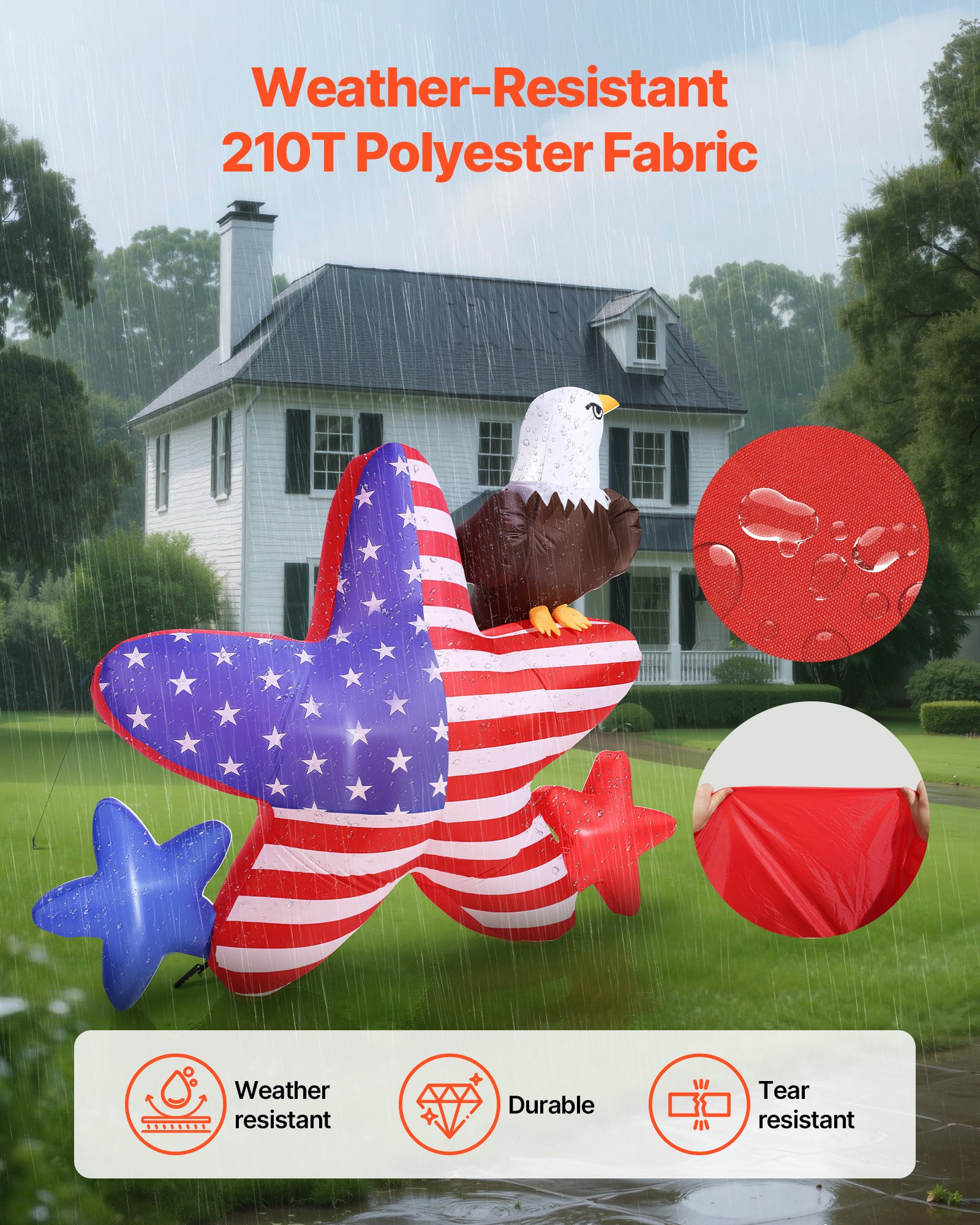 VEVOR 4.82 ft Patriotic Inflatable Decoration, Fourth of July Blow Up ...