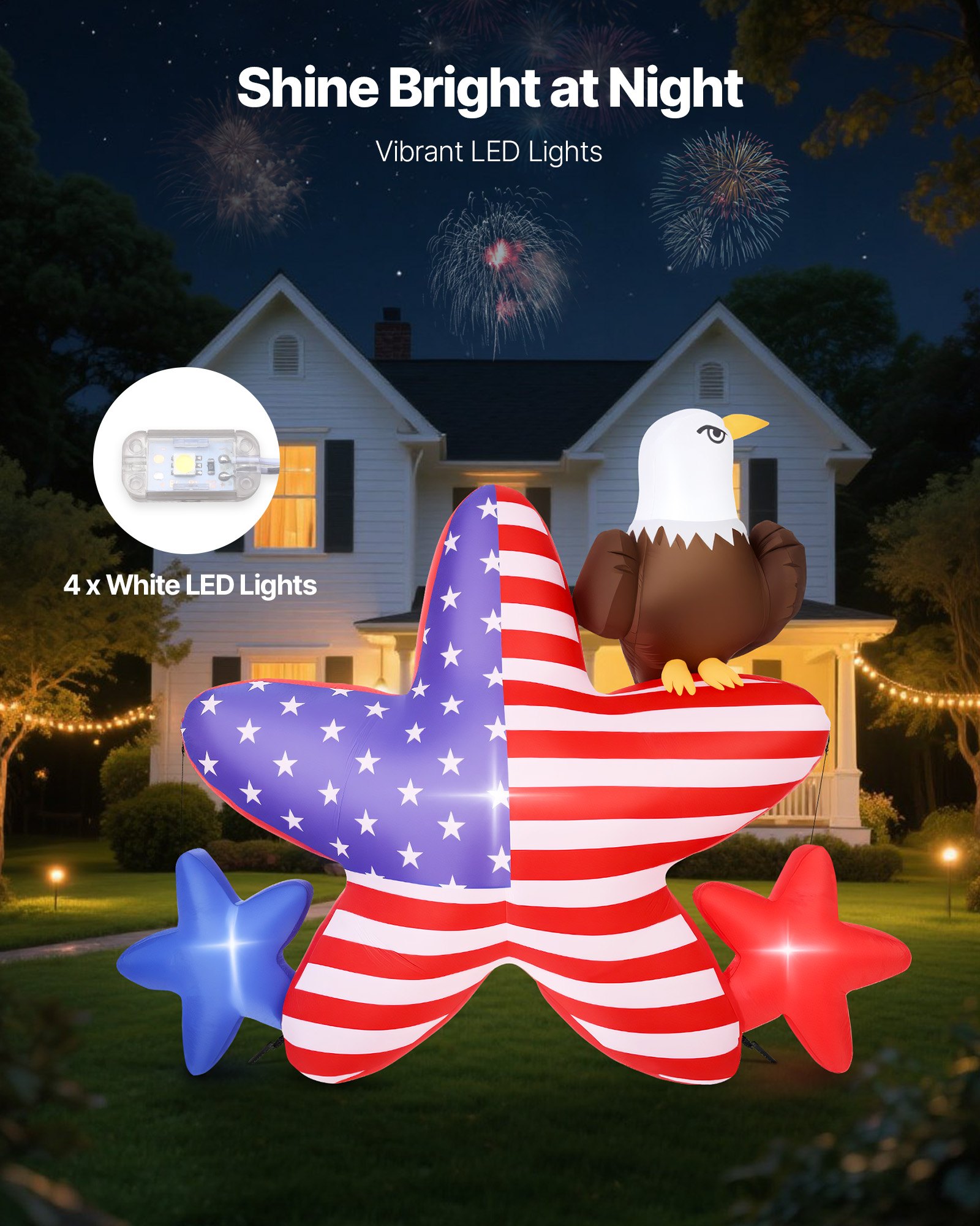 VEVOR 4.82 ft Patriotic Inflatable Decoration, Fourth of July Blow Up ...