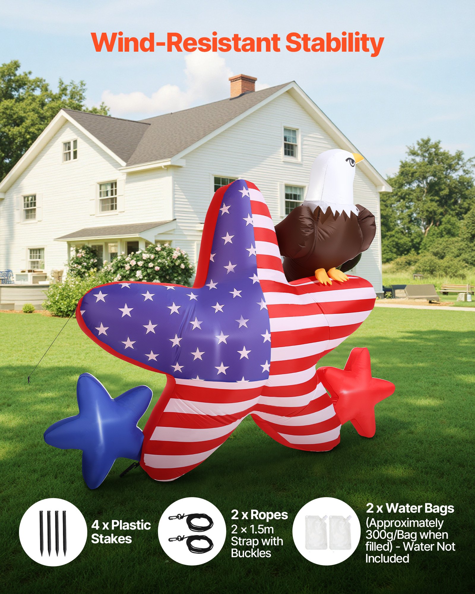 VEVOR 4.82 ft Patriotic Inflatable Decoration, Fourth of July Blow Up ...