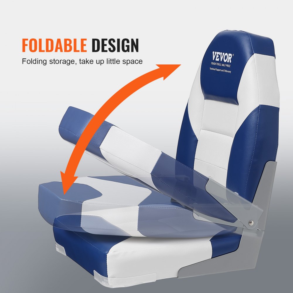 VEVOR Boat Seat Low Back Fold-Down Fishing Boat Chair with Sponge Padding 2 Pack main image 0