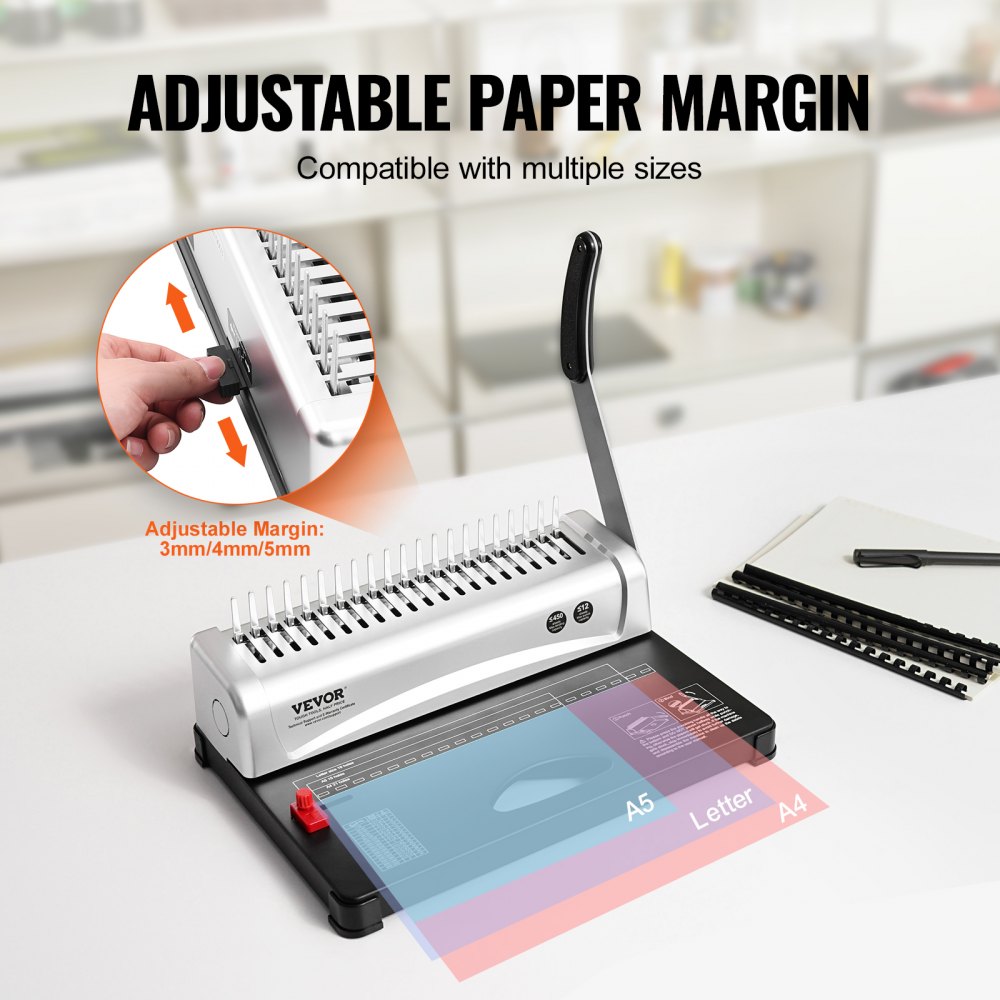 VEVOR Binding Machine, Comb Binding Machine 21-Holes Binding 450 Sheets ...